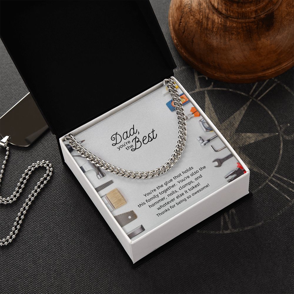 Best Dad Chain Link Stainless Steel Necklace Tool Theme