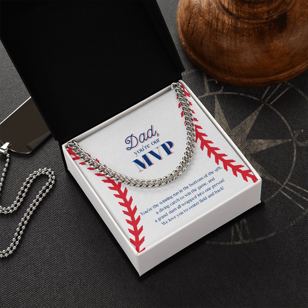 Dad is the MVP! Chain Link Necklace Available in Stainless Steel or Yellow Gold
