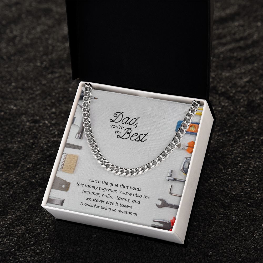 Best Dad Chain Link Stainless Steel Necklace Tool Theme