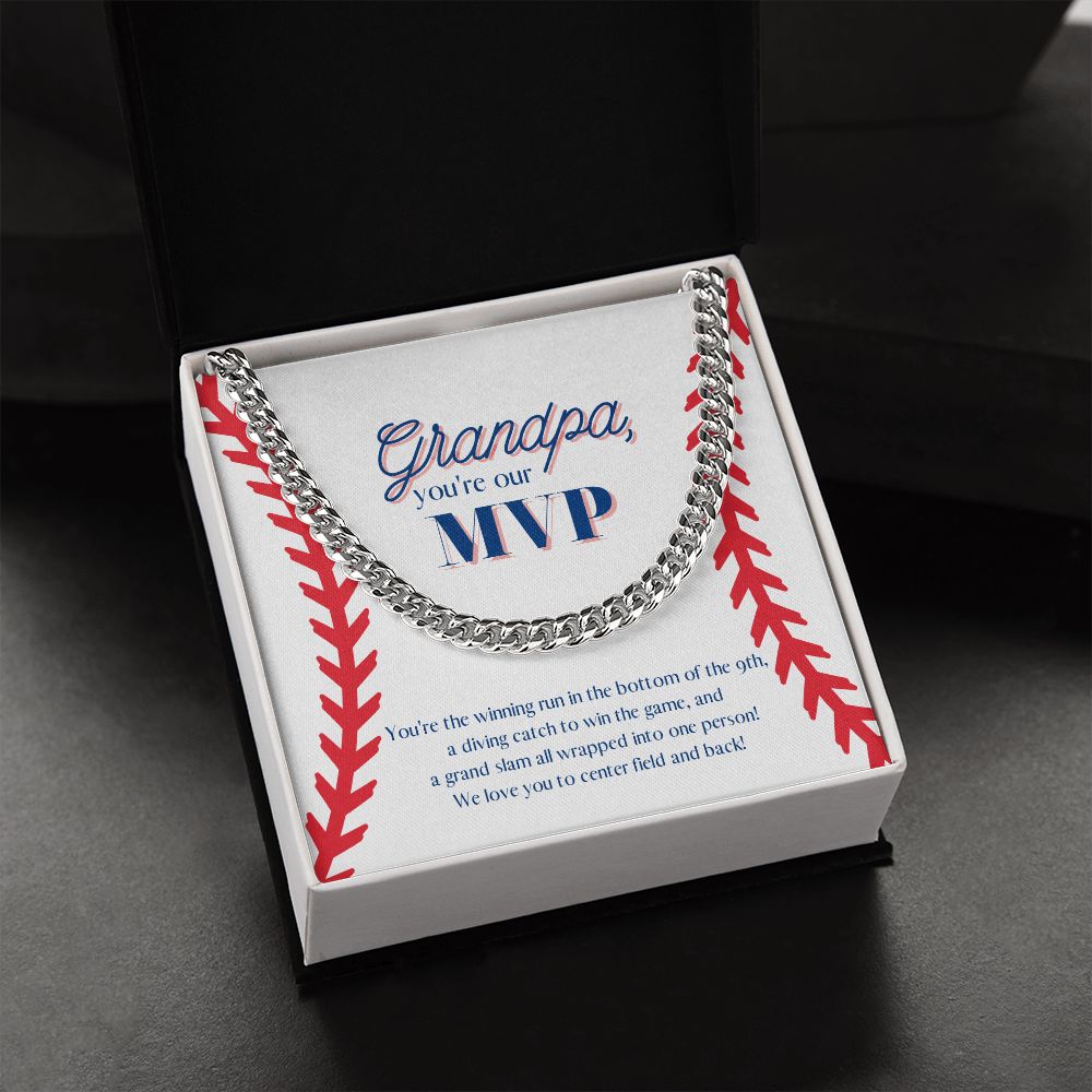 Grandpa is the MVP! Chain Link Necklace Available in Stainless Steel or Yellow Gold