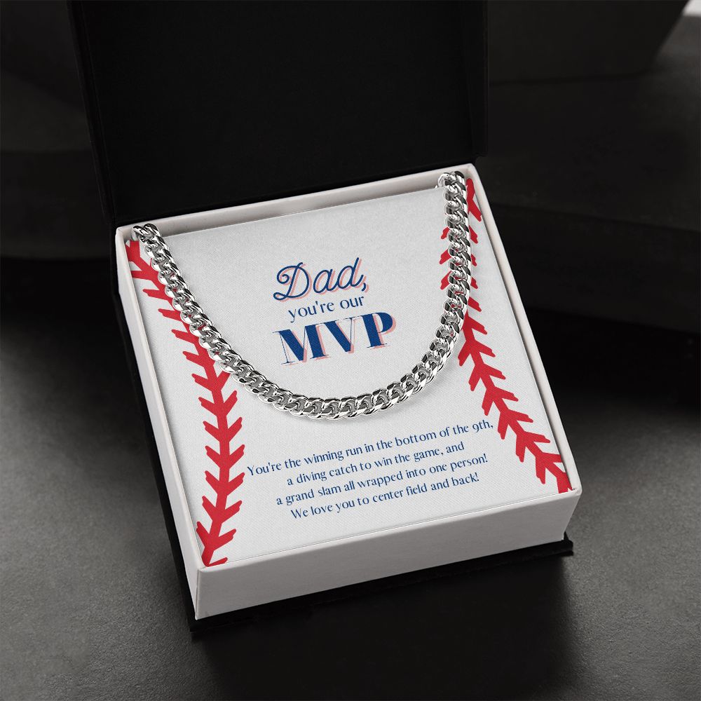 Dad is the MVP! Chain Link Necklace Available in Stainless Steel or Yellow Gold