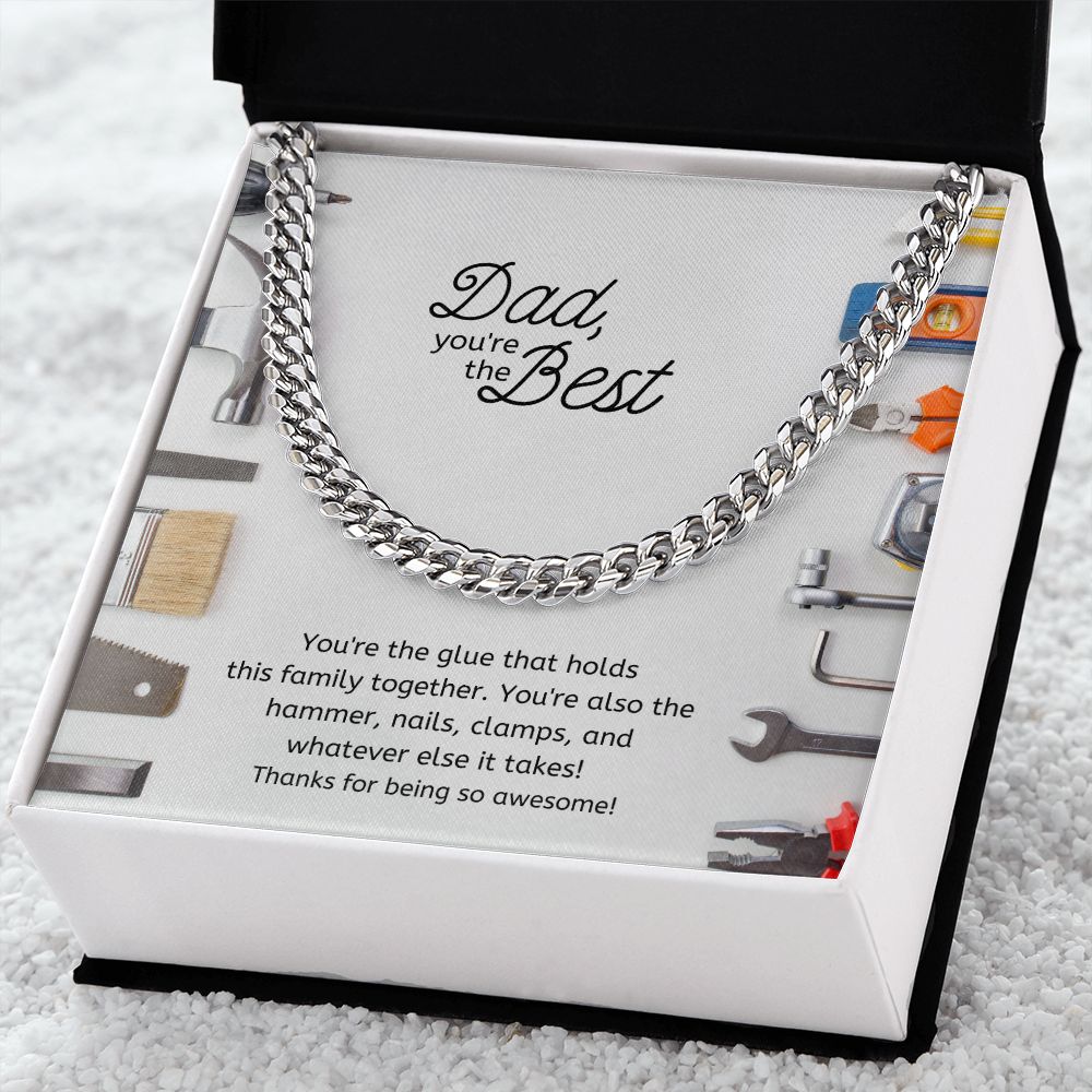 Best Dad Chain Link Stainless Steel Necklace Tool Theme