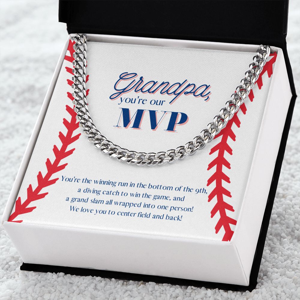 Grandpa is the MVP! Chain Link Necklace Available in Stainless Steel or Yellow Gold