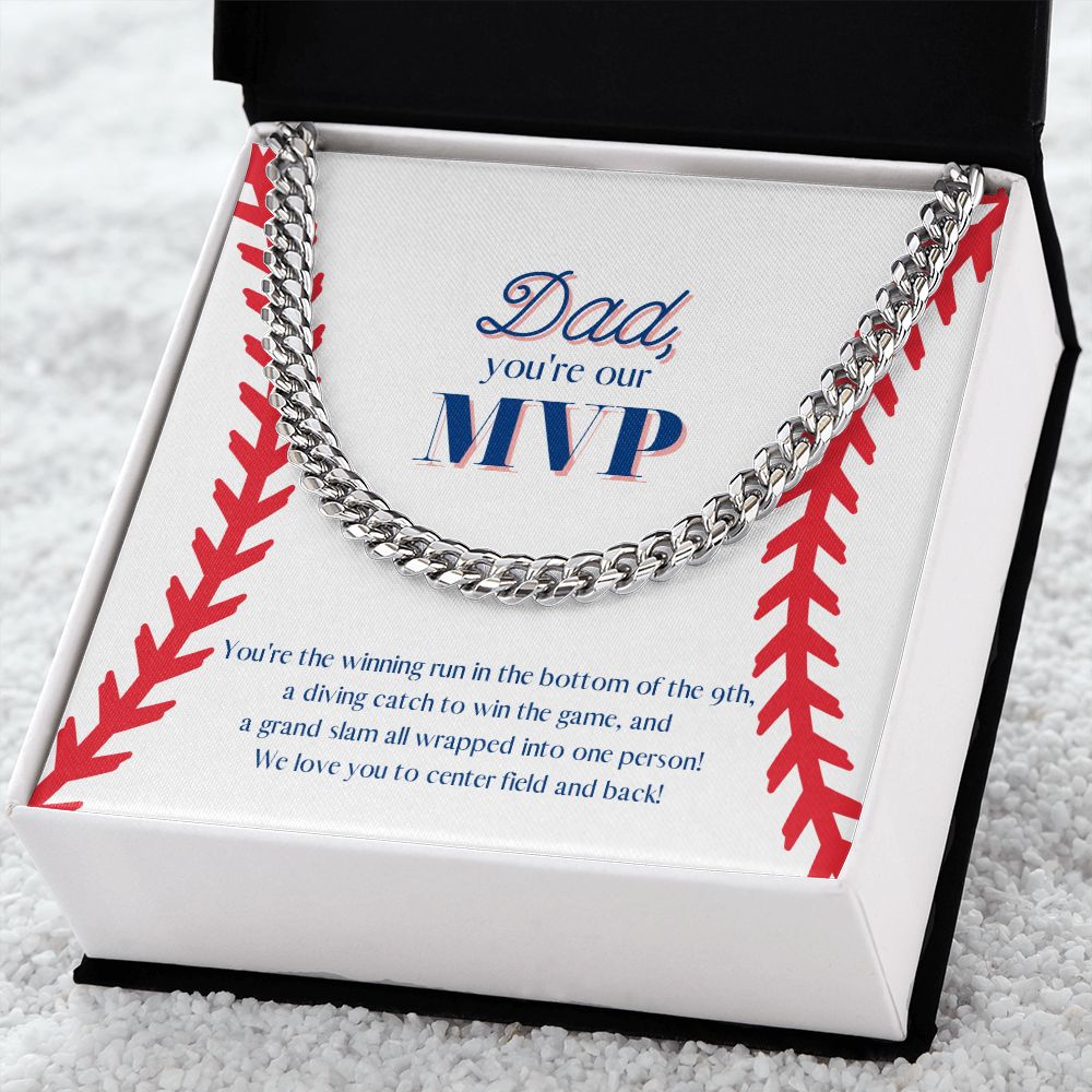 Dad is the MVP! Chain Link Necklace Available in Stainless Steel or Yellow Gold