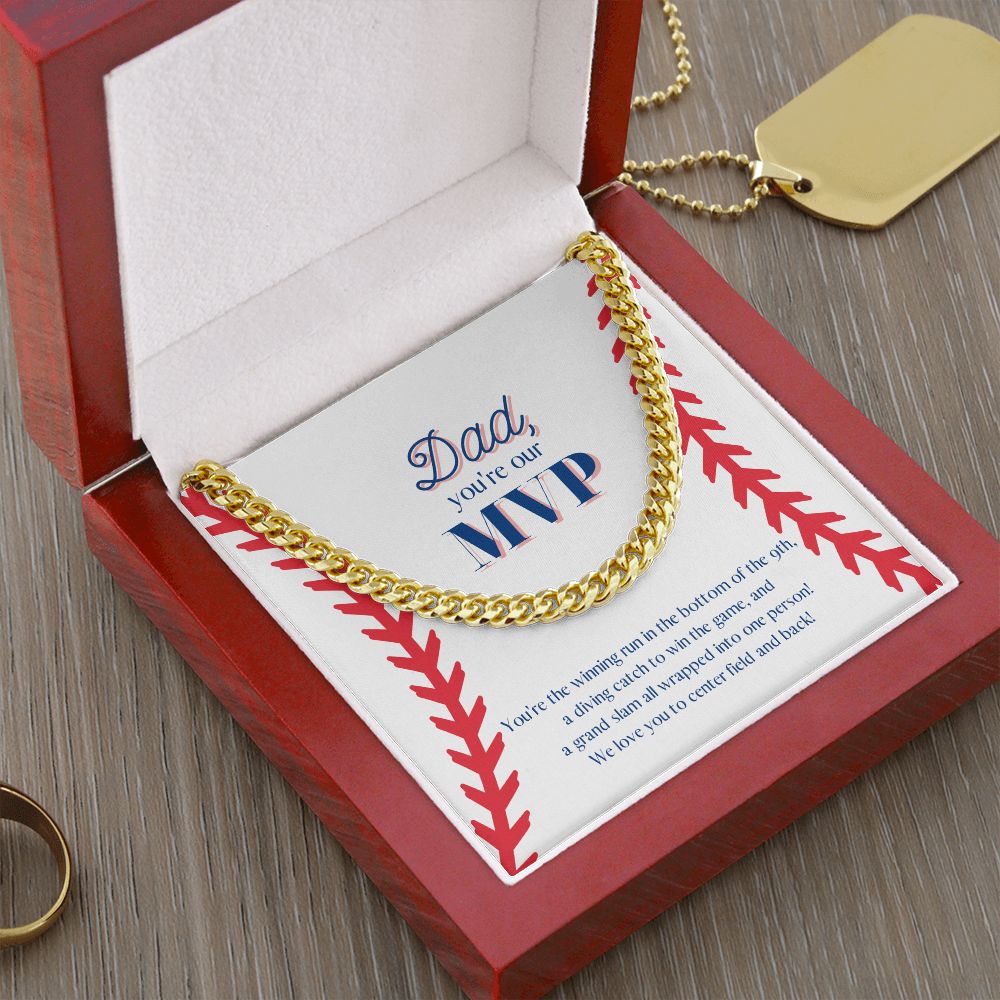 Dad is the MVP! Chain Link Necklace Available in Stainless Steel or Yellow Gold