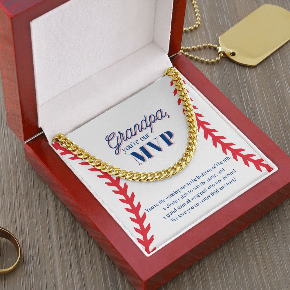 Grandpa is the MVP! Chain Link Necklace Available in Stainless Steel or Yellow Gold