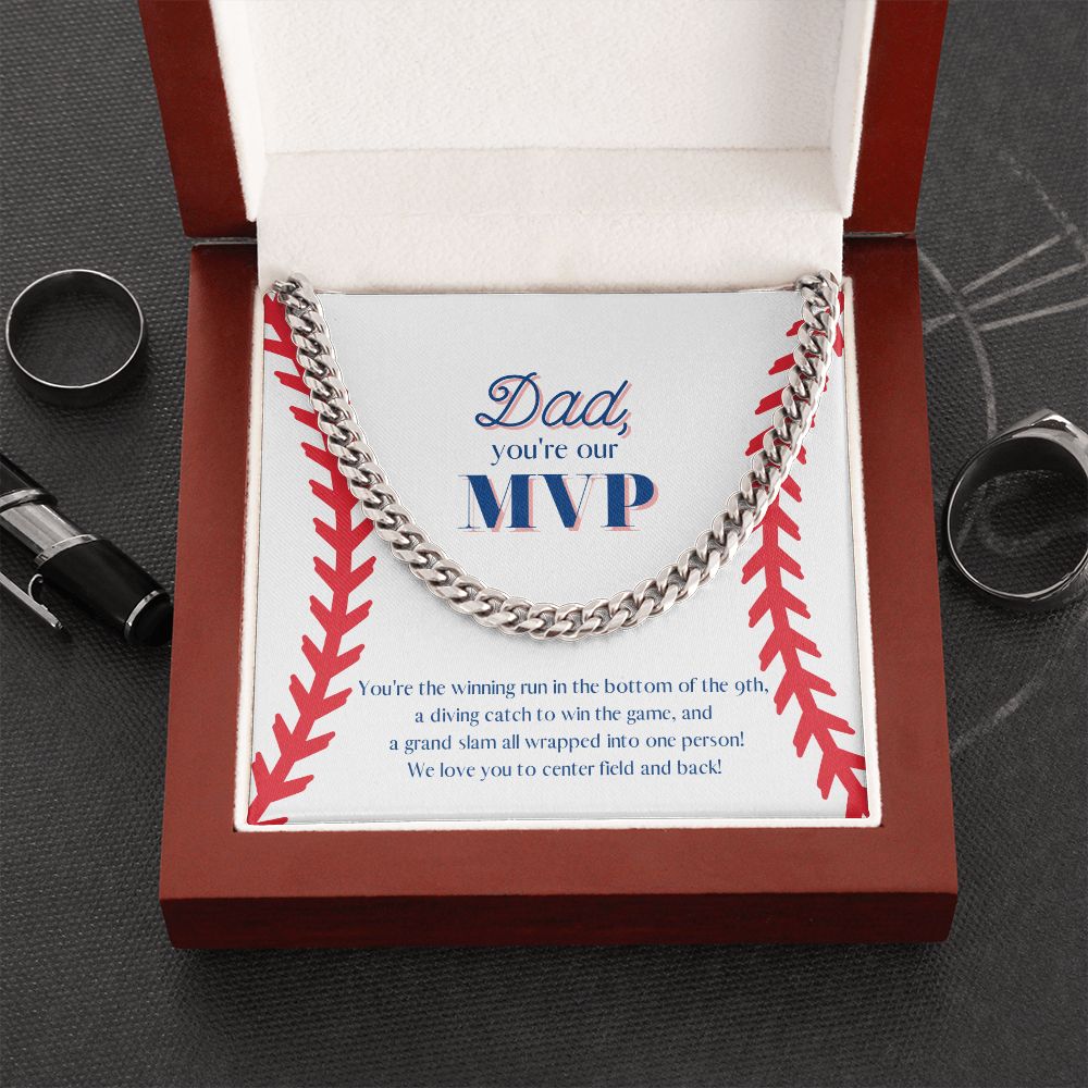 Dad is the MVP! Chain Link Necklace Available in Stainless Steel or Yellow Gold