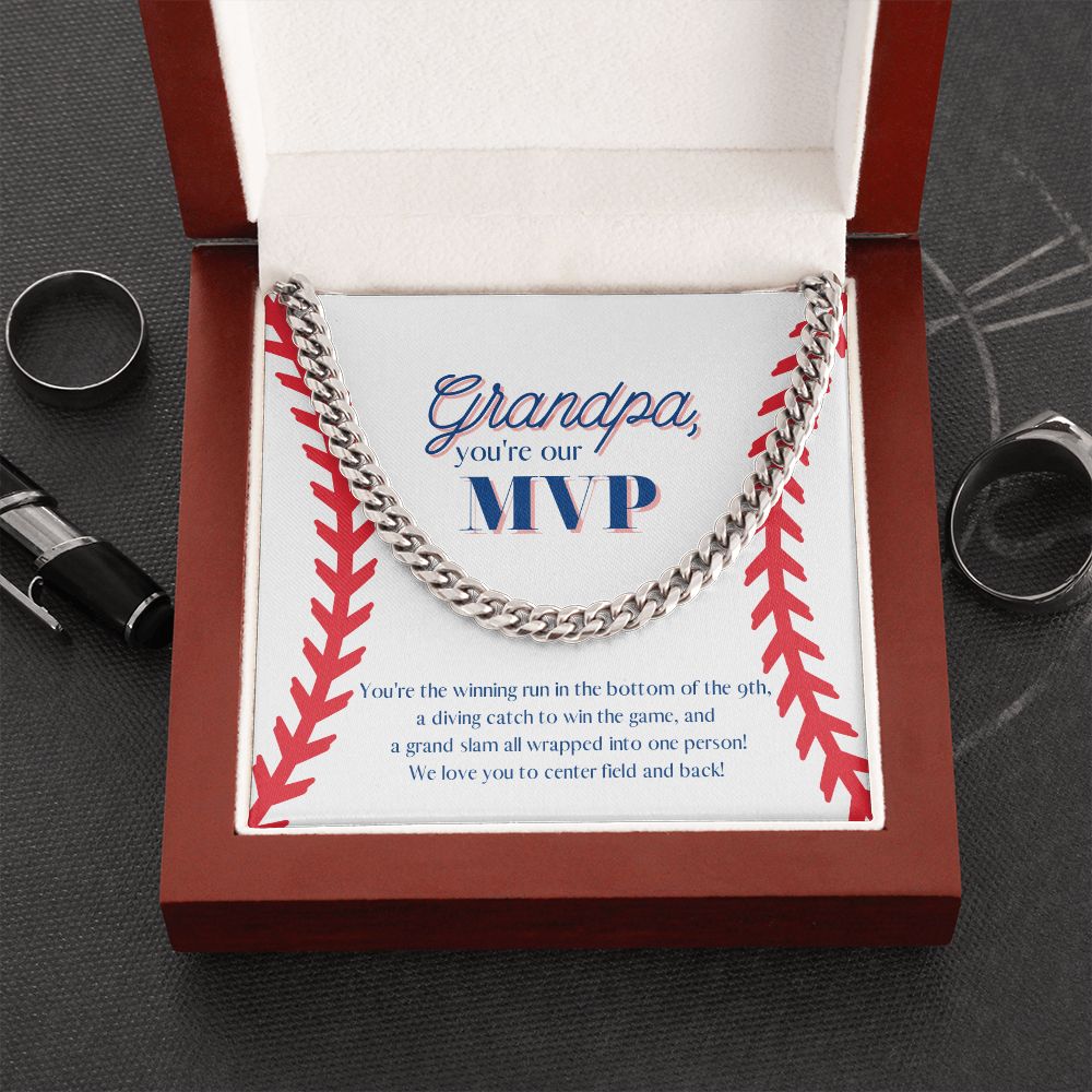 Grandpa is the MVP! Chain Link Necklace Available in Stainless Steel or Yellow Gold