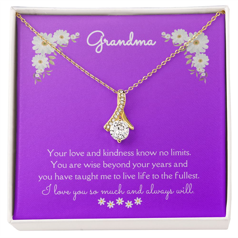 Grandma Alluring Beauty Necklace 14k White Gold or 18k Yellow Gold Finishes, purple daisy