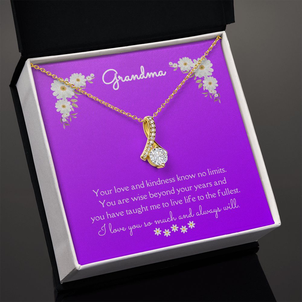Grandma Alluring Beauty Necklace 14k White Gold or 18k Yellow Gold Finishes, purple daisy