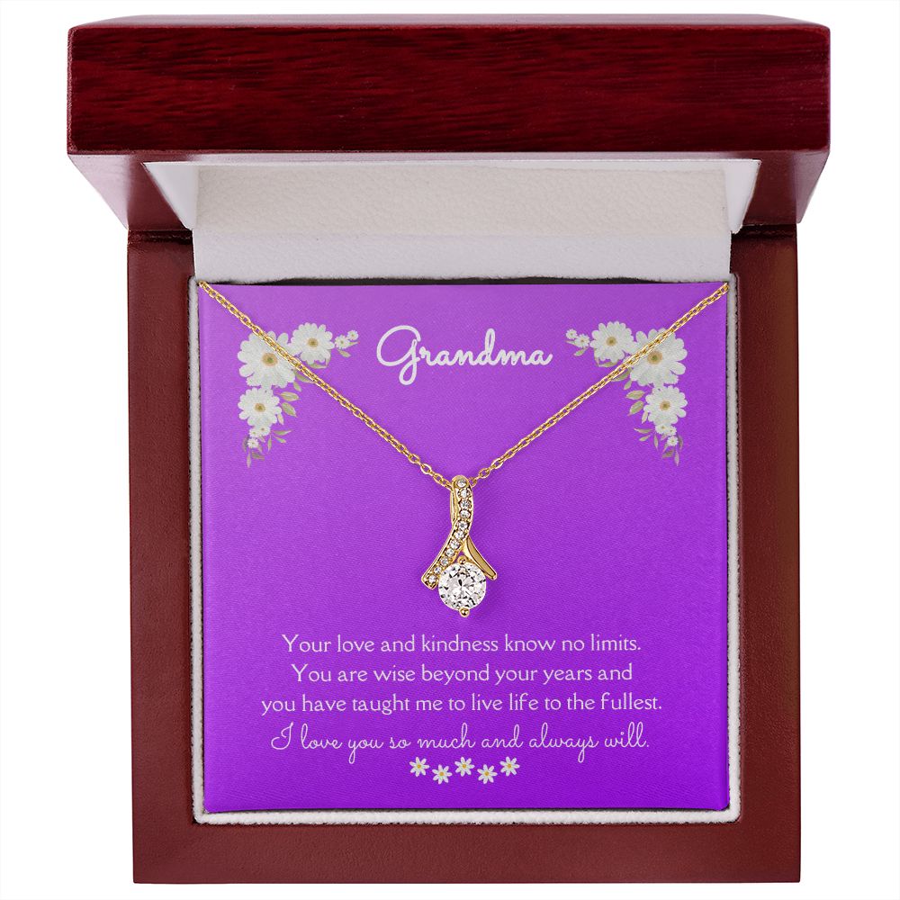 Grandma Alluring Beauty Necklace 14k White Gold or 18k Yellow Gold Finishes, purple daisy