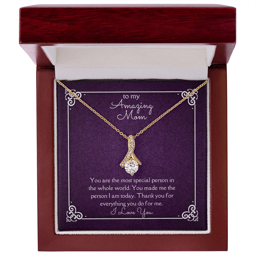 Amazing Mom Alluring Beauty Necklace 14k White Gold or 18k Yellow Gold Finishes, purple card