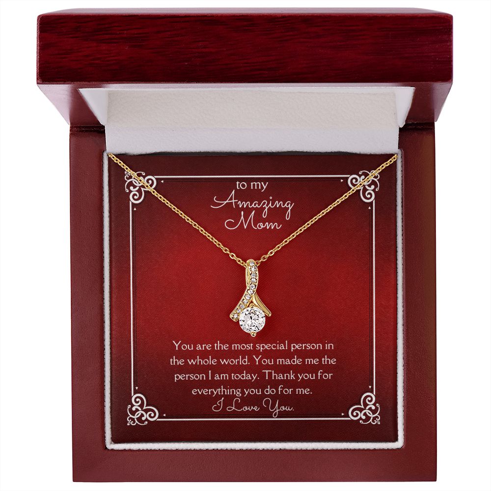 Amazing Mom Alluring Beauty Necklace 14k White Gold or 18k Yellow Gold Finishes, red card