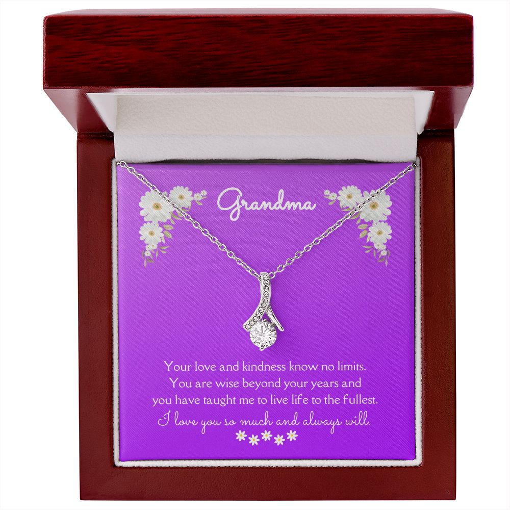Grandma Alluring Beauty Necklace 14k White Gold or 18k Yellow Gold Finishes, purple daisy