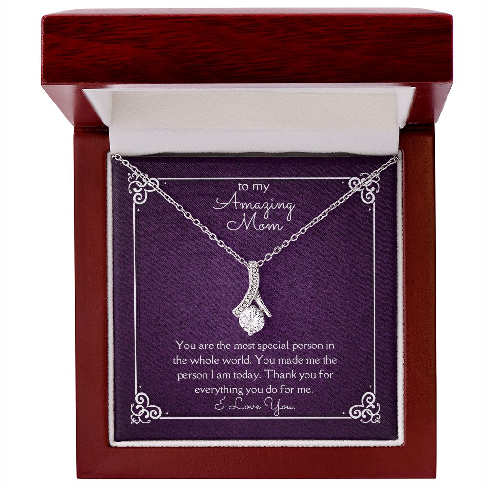 Amazing Mom Alluring Beauty Necklace 14k White Gold or 18k Yellow Gold Finishes, purple card