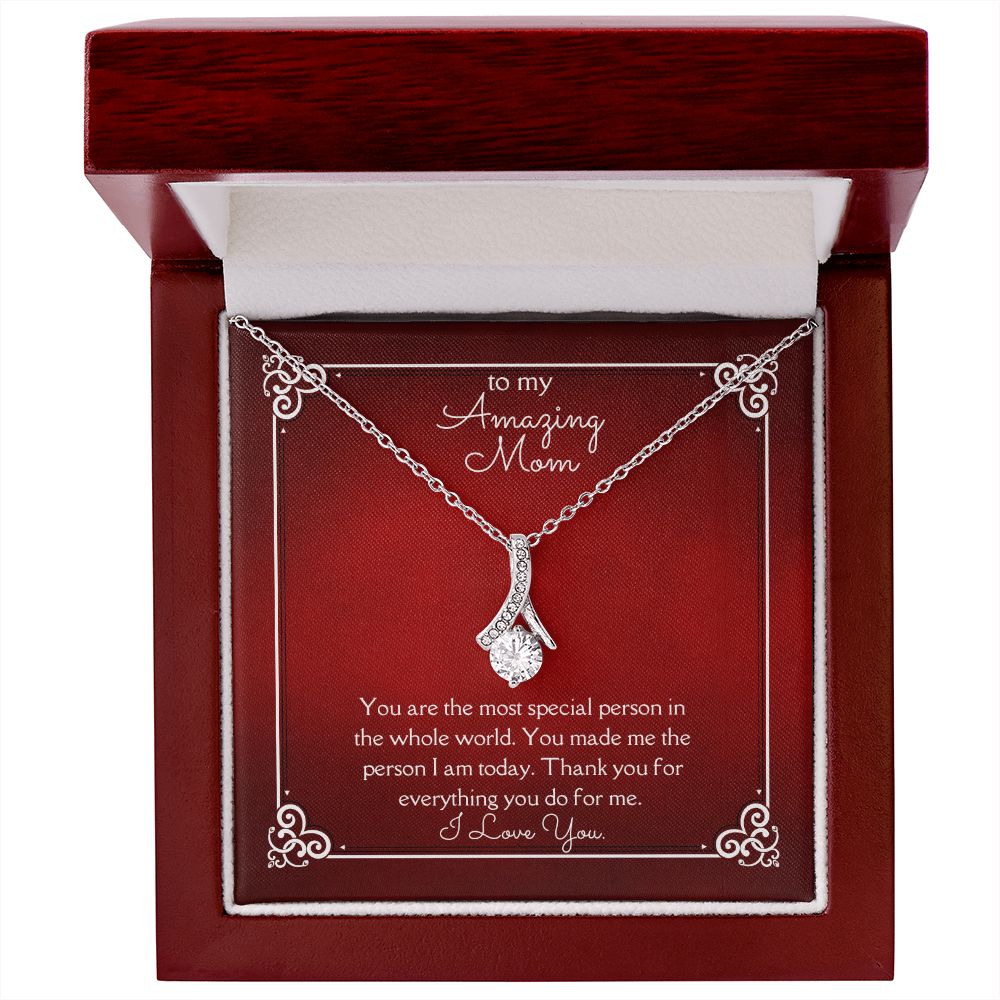 Amazing Mom Alluring Beauty Necklace 14k White Gold or 18k Yellow Gold Finishes, red card