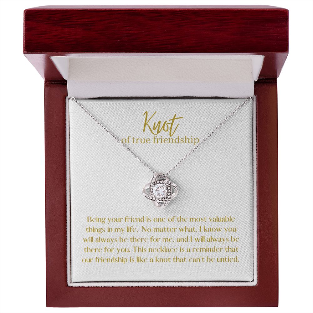 Friendship Knot Necklace Available in Yellow or White Gold (white message card)