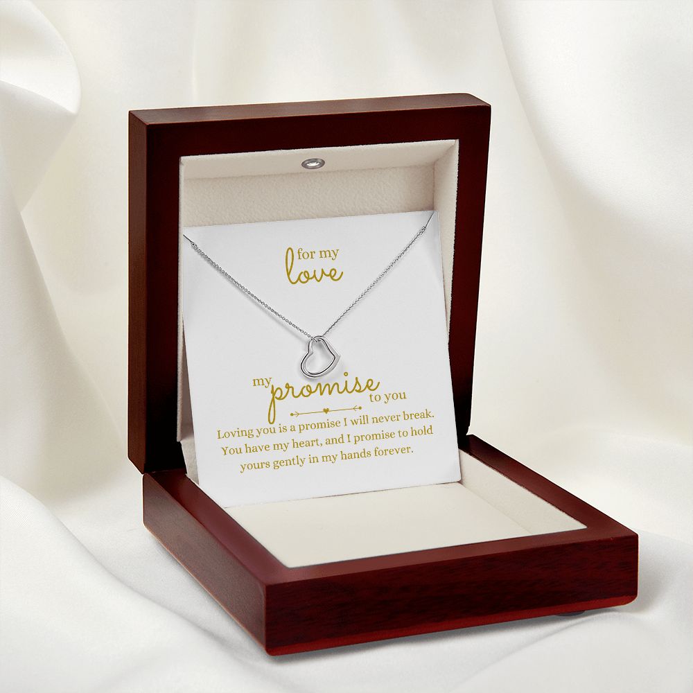 Love Heart Necklace Available in 14k White Gold or 18k Yellow Gold Dipped Sterling Silver, white card