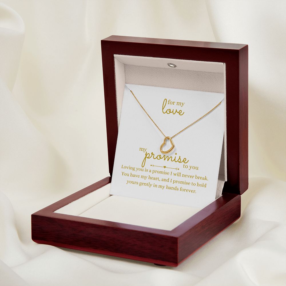 Love Heart Necklace Available in 14k White Gold or 18k Yellow Gold Dipped Sterling Silver, white card