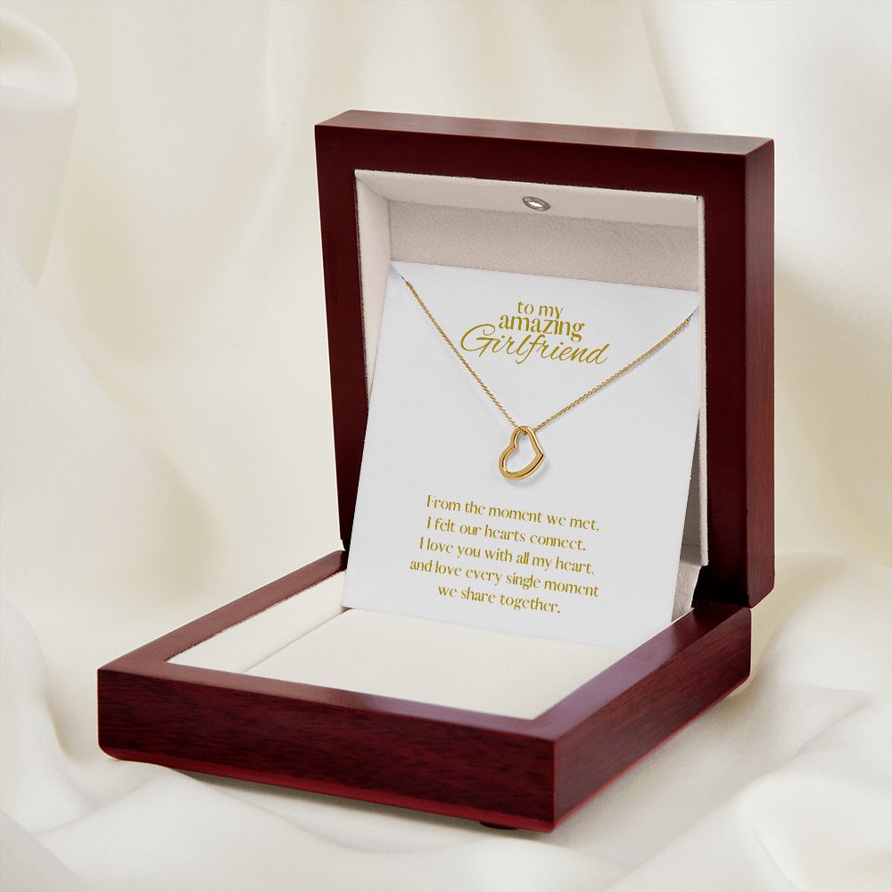 Amazing Girlfriend Love Heart Necklace Available in 14k White Gold or 18k Yellow Gold Dipped Sterling Silver, white card