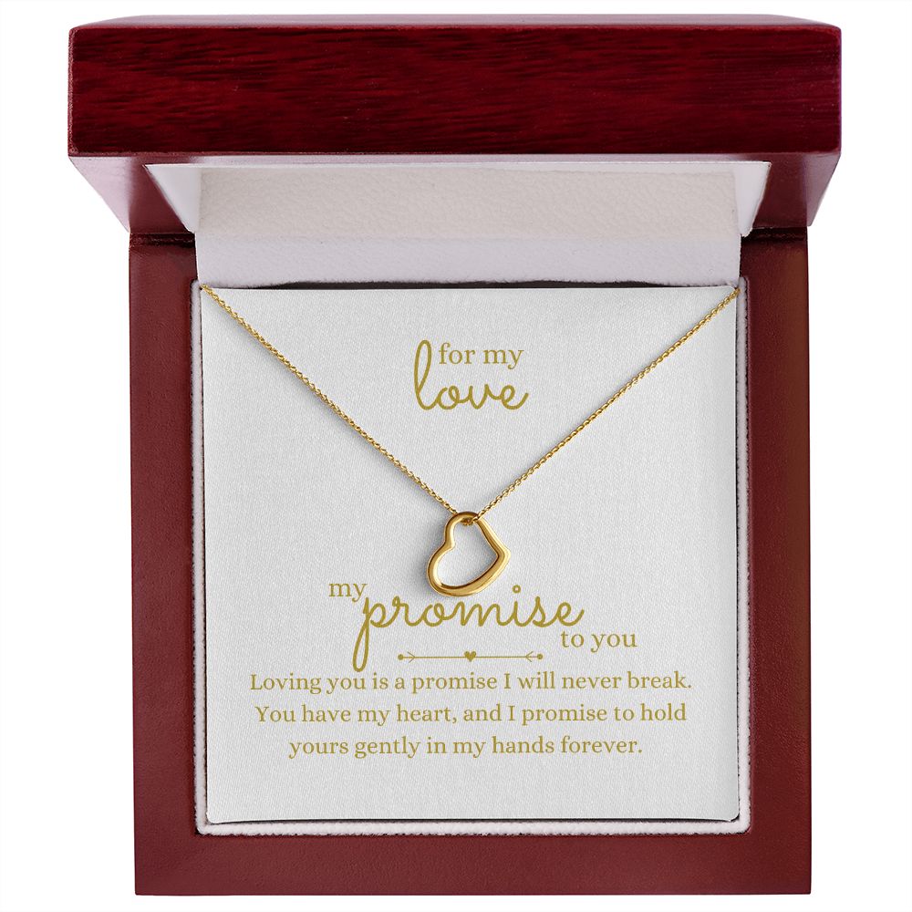 Love Heart Necklace Available in 14k White Gold or 18k Yellow Gold Dipped Sterling Silver, white card