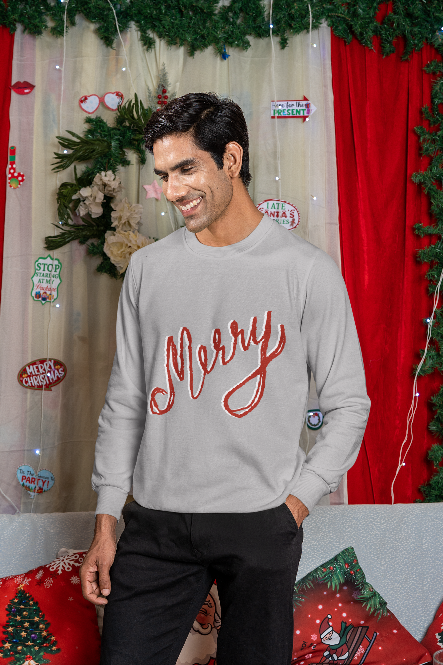 Merry Sweatshirt Available in Red, Green and Grey Unisex sizes S-3XL