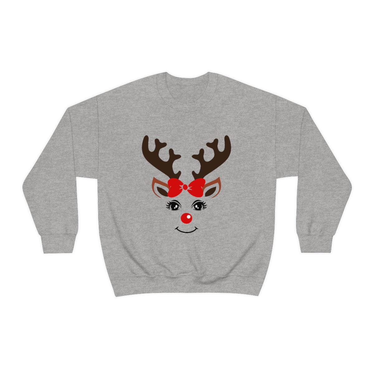 Girl Deer Holiday Heavy Blend™ Crewneck Sweatshirt, Available in Green or Grey Unisex sizes S-3XL