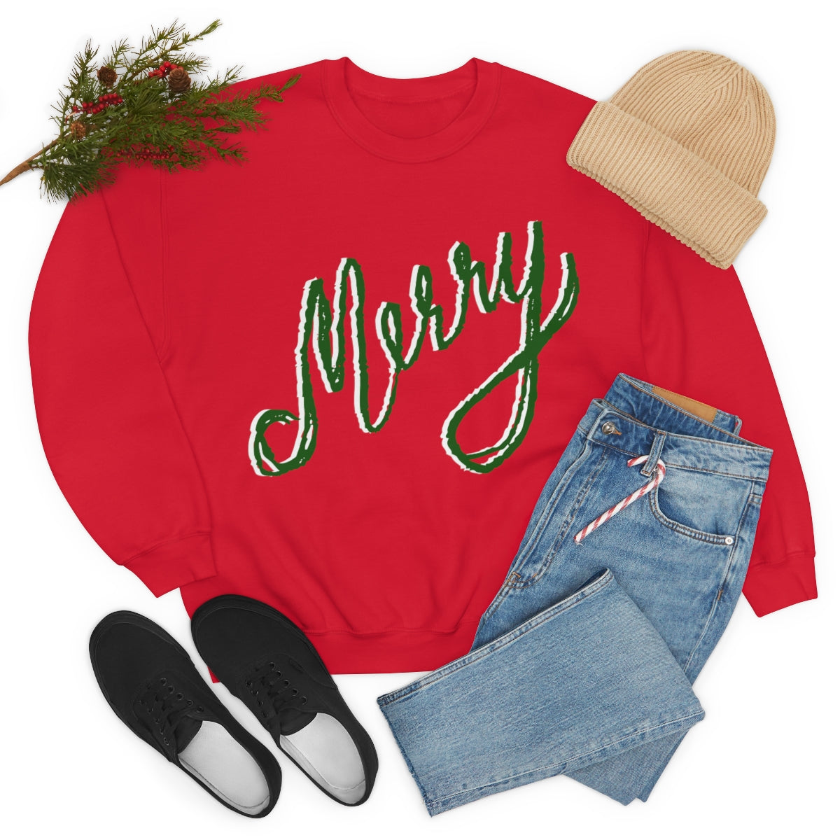 Merry Sweatshirt Available in Red, Green and Grey Unisex sizes S-3XL