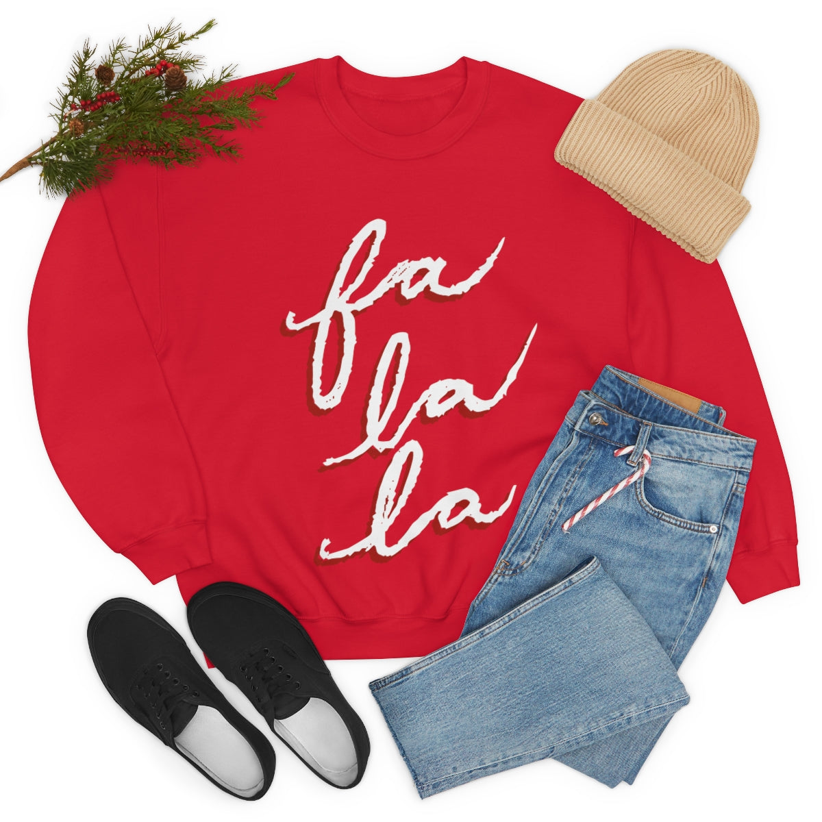 Fa La La Christmas Sweatshirt Available in Red, Green, White, Black, Navy, and Grey Unisex sizes S-3XL