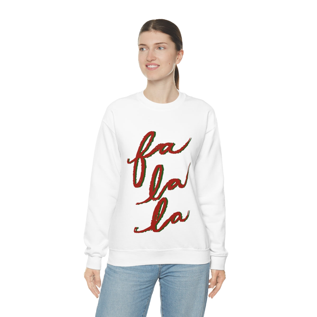 Fa La La Christmas Sweatshirt Available in Red, Green, White, Black, Navy, and Grey Unisex sizes S-3XL