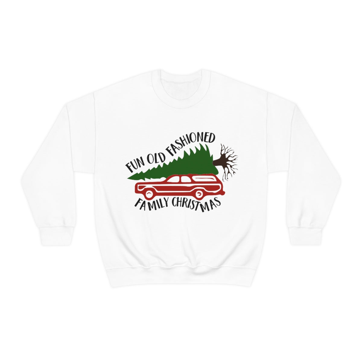 Fun Old Fashioned Family Christmas Sweatshirt Heavy Blend™ Crewneck in White or Grey Unisex sizes S-3XL