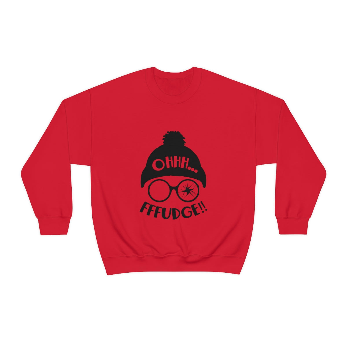 Christmas Sweatshirt, Oh Fudge! (front) You'll Shoot Your Eye Out (back) Unisex Heavy Blend™ Crewneck Sweatshirt, Avail in Red, Green, Grey and White Sizes S-3XL