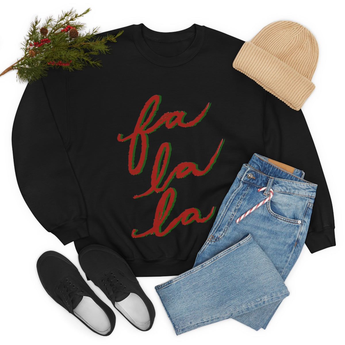 Fa La La Christmas Sweatshirt Available in Red, Green, White, Black, Navy, and Grey Unisex sizes S-3XL