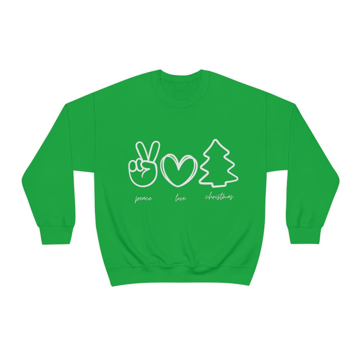 Peace Love Christmas Holiday Sweatshirt Available in Red, Green, Black and Grey Unisex sizes S-3XL