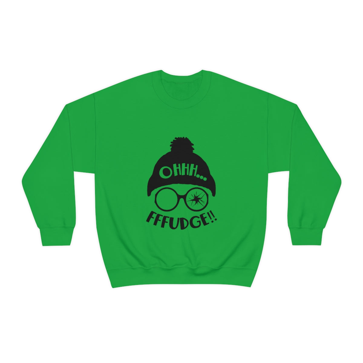 Christmas Sweatshirt, Oh Fudge! (front) You'll Shoot Your Eye Out (back) Unisex Heavy Blend™ Crewneck Sweatshirt, Avail in Red, Green, Grey and White Sizes S-3XL