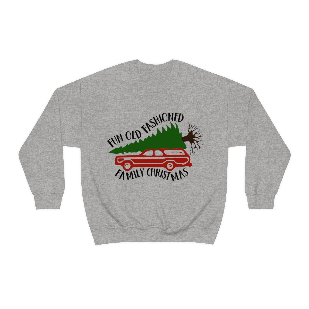 Fun Old Fashioned Family Christmas Sweatshirt Heavy Blend™ Crewneck in White or Grey Unisex sizes S-3XL