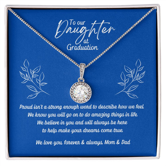 Daughter's Graduation Eternal Hope Necklace 14k White Gold Finish (blue card insert)
