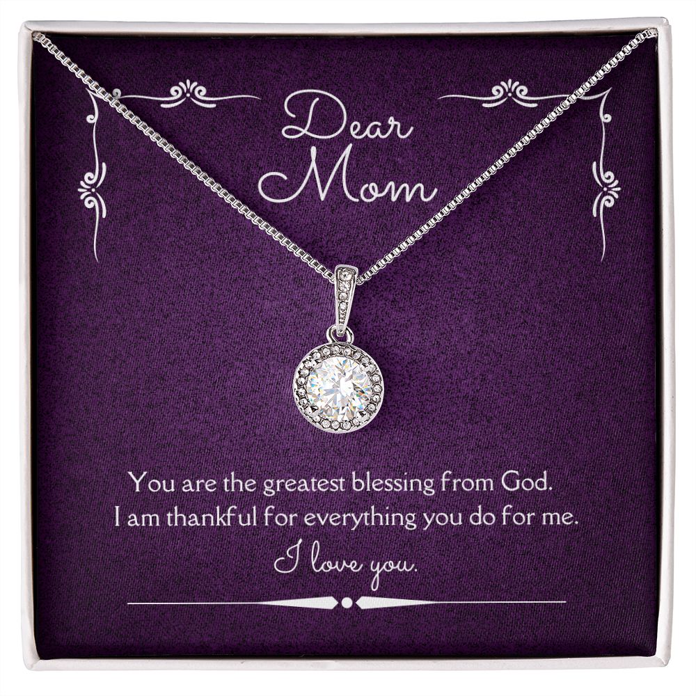 Dear Mom Eternal Hope Necklace 14k White Gold Finish