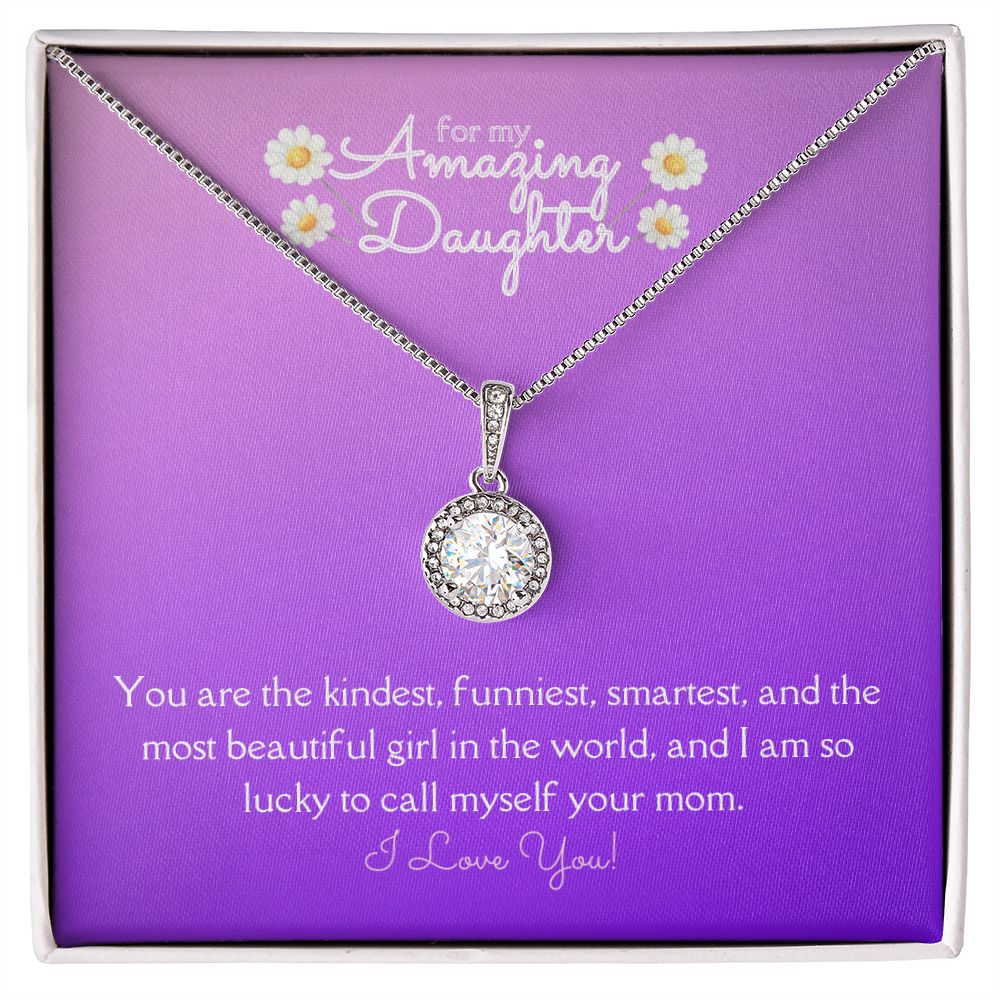 Amazing Daughter Eternal Hope Necklace 14k White Gold Finish, purple daisy
