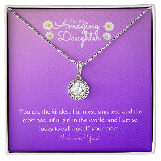 Amazing Daughter Eternal Hope Necklace 14k White Gold Finish, purple daisy