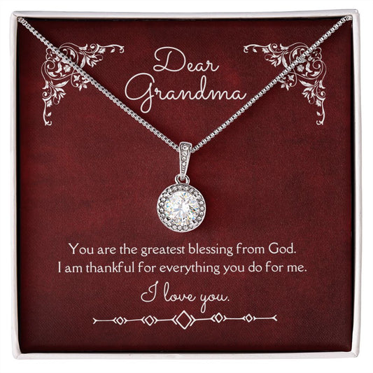 Dear Grandma Eternal Hope Necklace 14k White Gold Finish