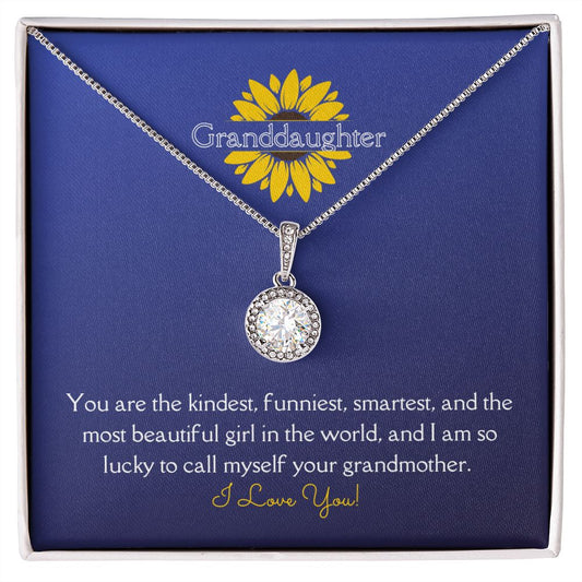 For My Grand Daughter Eternal Hope Necklace 14k White Gold Finish, blue sunflower
