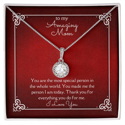 Amazing Mom Eternal Hope Necklace 14k White Gold Finish, red card