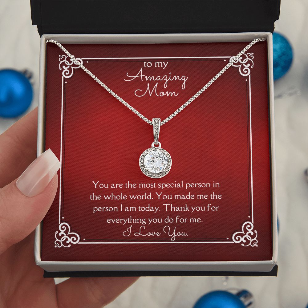 Amazing Mom Eternal Hope Necklace 14k White Gold Finish, red card
