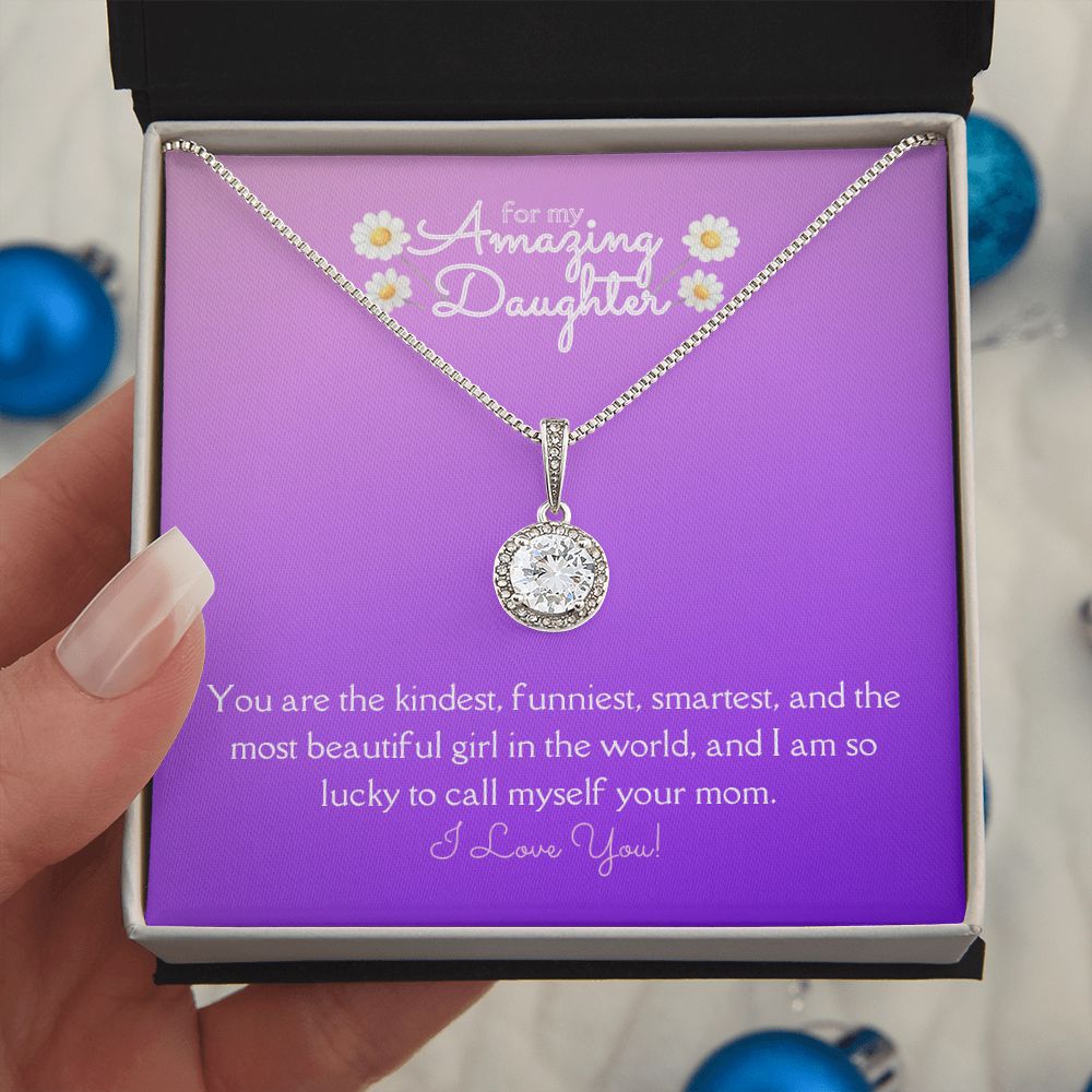 Amazing Daughter Eternal Hope Necklace 14k White Gold Finish, purple daisy