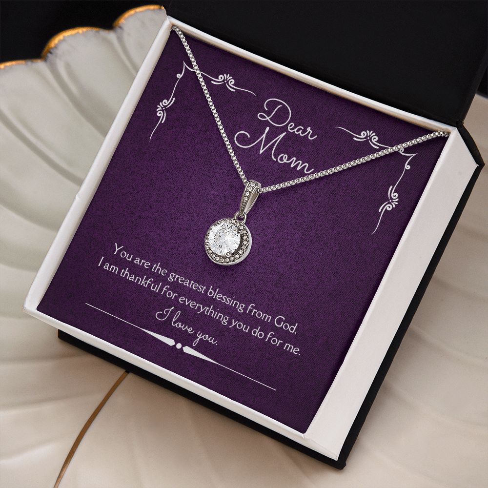 Dear Mom Eternal Hope Necklace 14k White Gold Finish