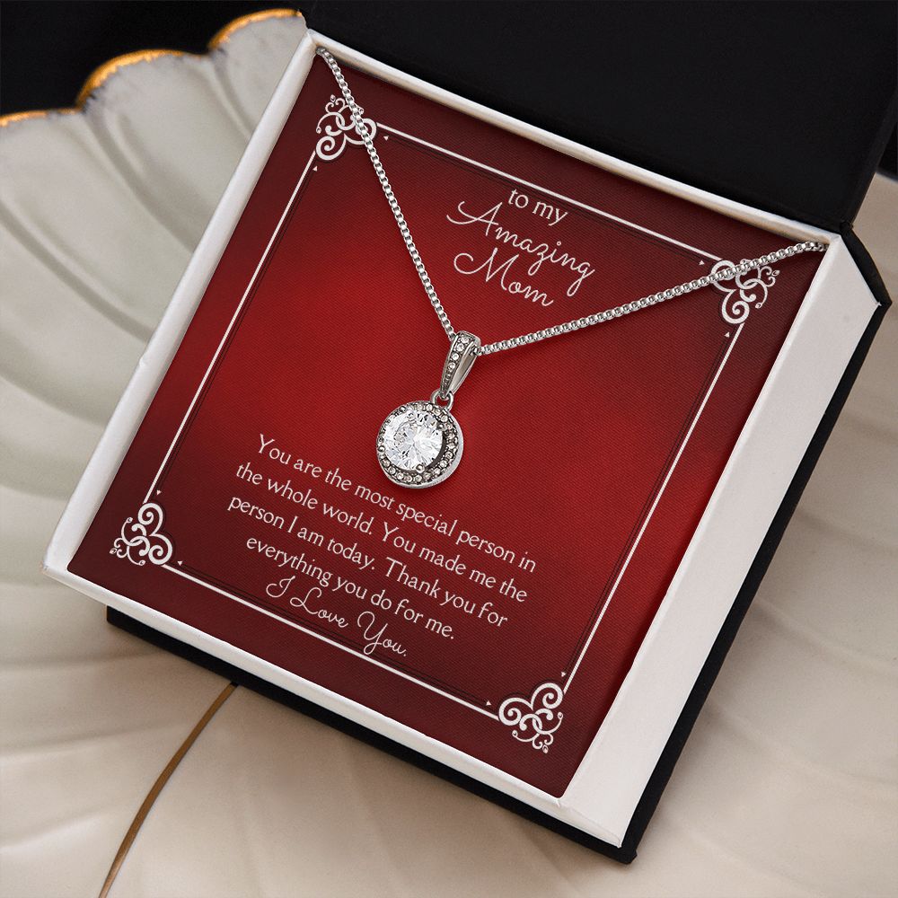 Amazing Mom Eternal Hope Necklace 14k White Gold Finish, red card