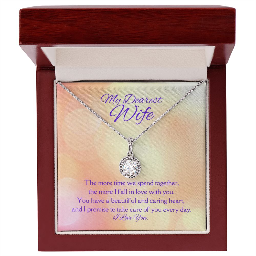 Dearest Wife Eternal Hope Necklace 14k White Gold Finish, pink card