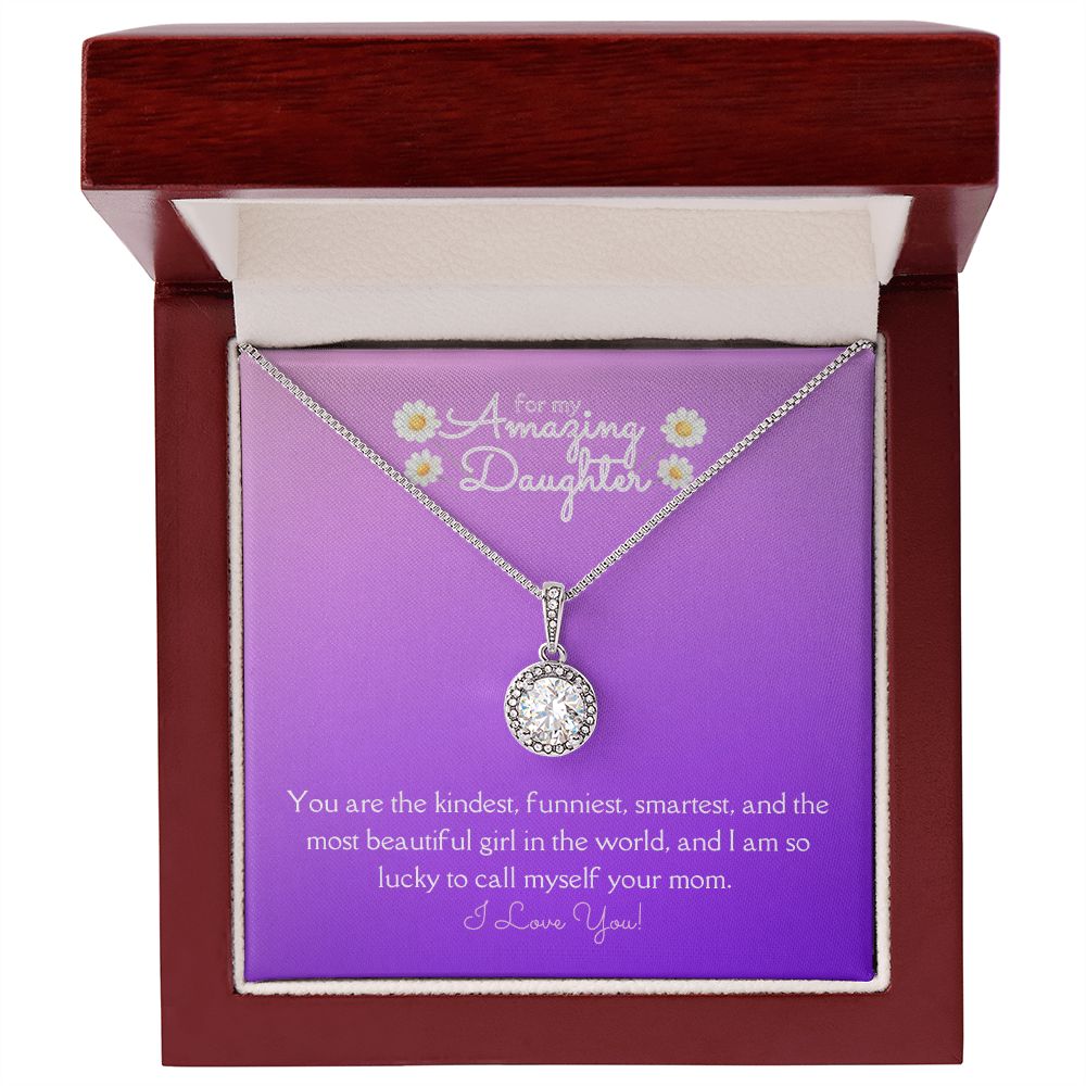 Amazing Daughter Eternal Hope Necklace 14k White Gold Finish, purple daisy