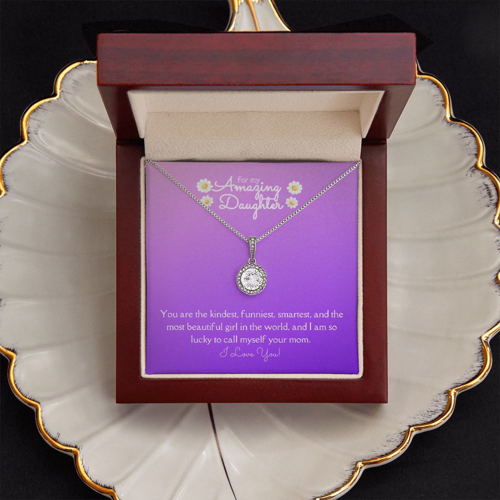 Amazing Daughter Eternal Hope Necklace 14k White Gold Finish, purple daisy
